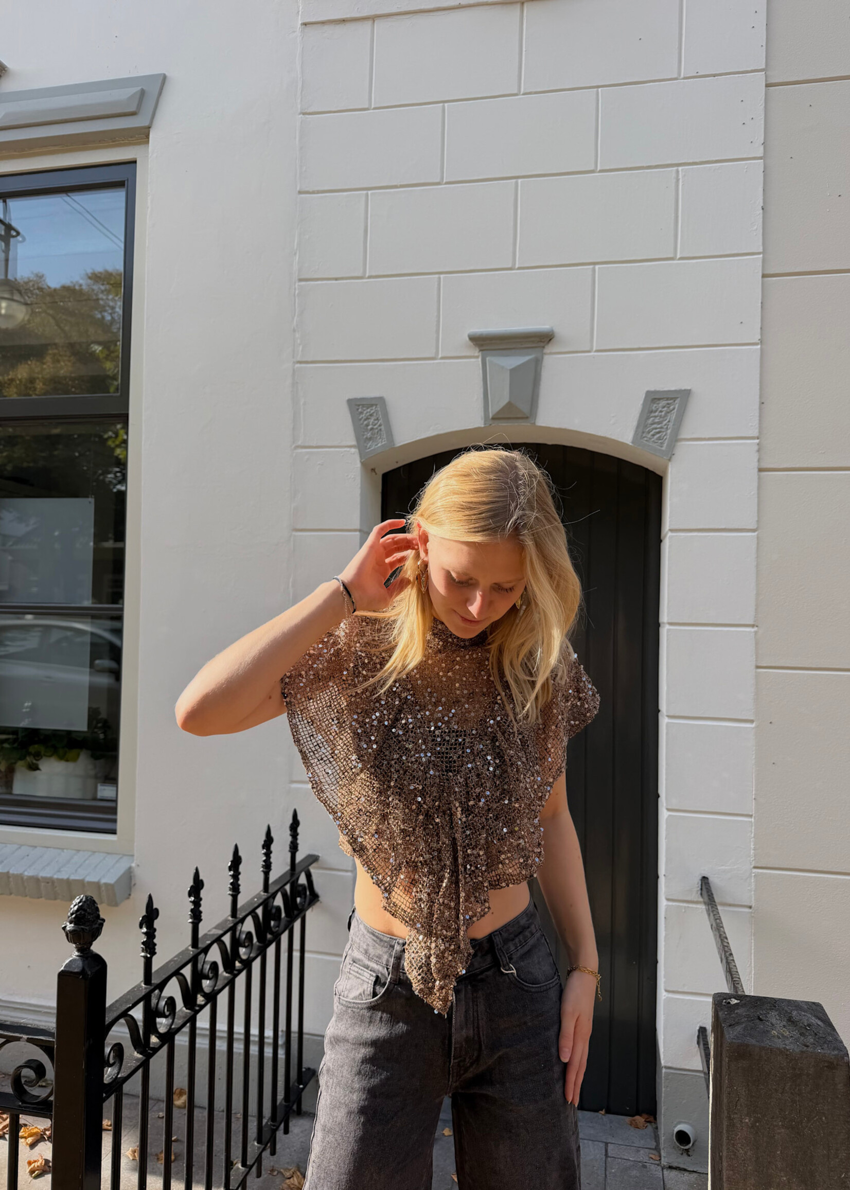 Flo Boutique Top Olivia Sparkle Brown