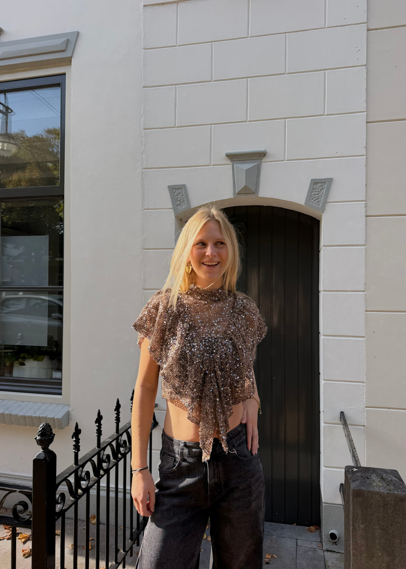 Flo Boutique Top Olivia Sparkle Brown