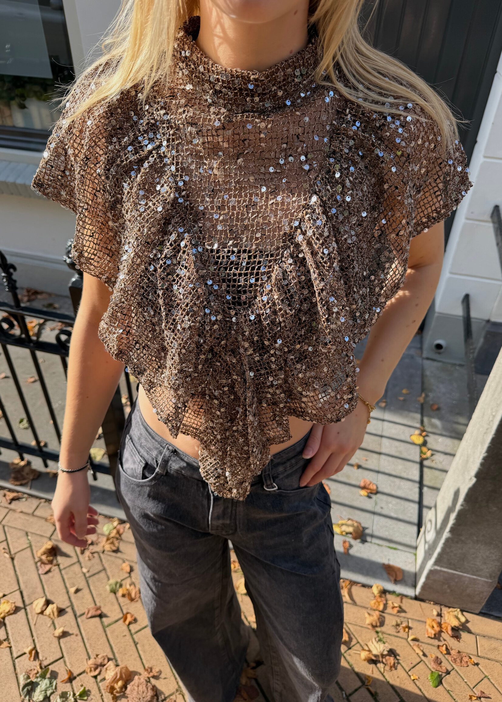 Flo Boutique Top Olivia Sparkle Brown