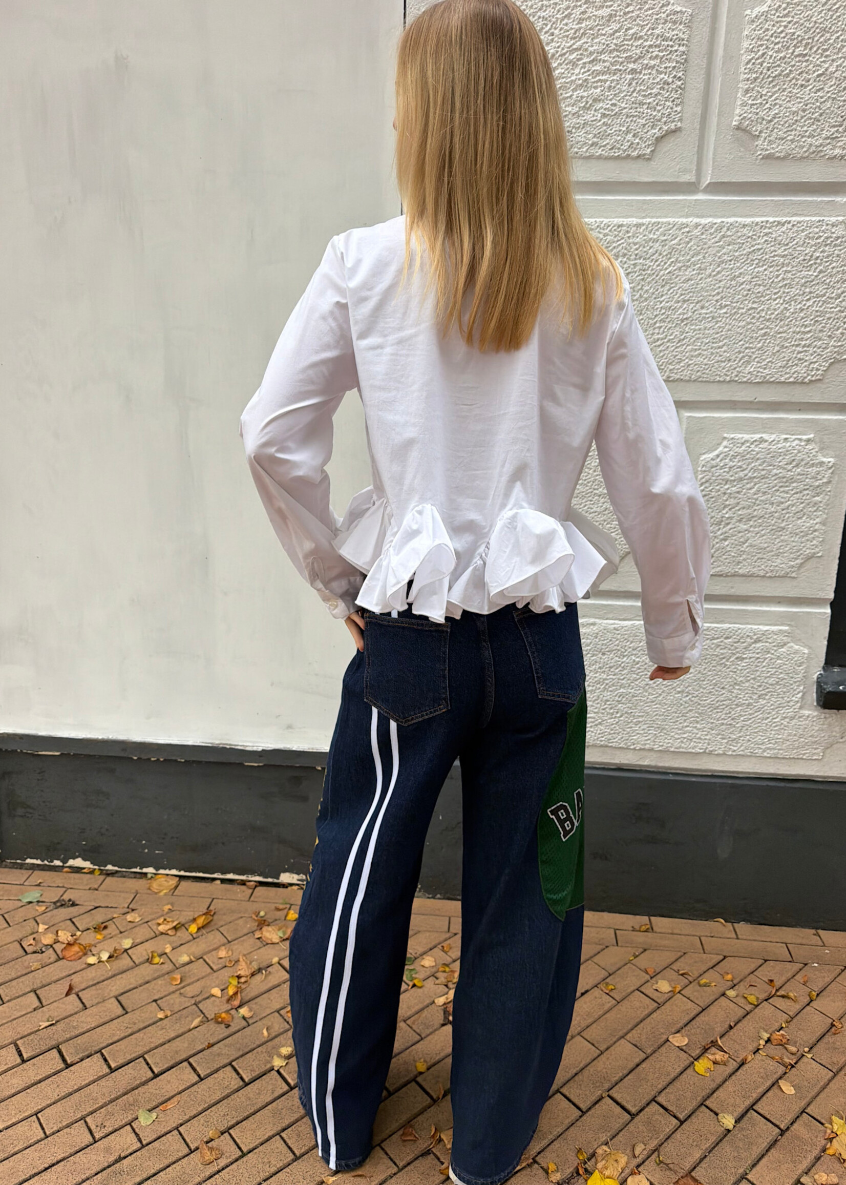 Flo Boutique Balloon Jeans Basketball Patches