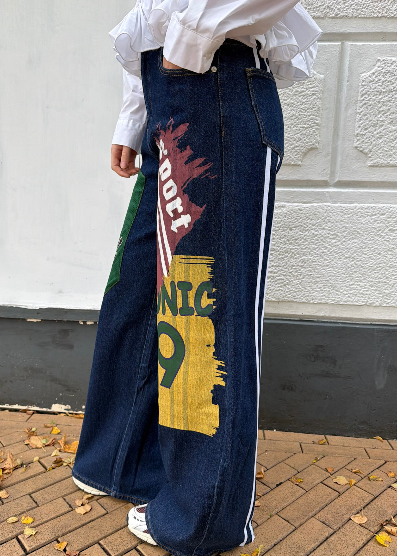 Flo Boutique Balloon Jeans Basketball Patches