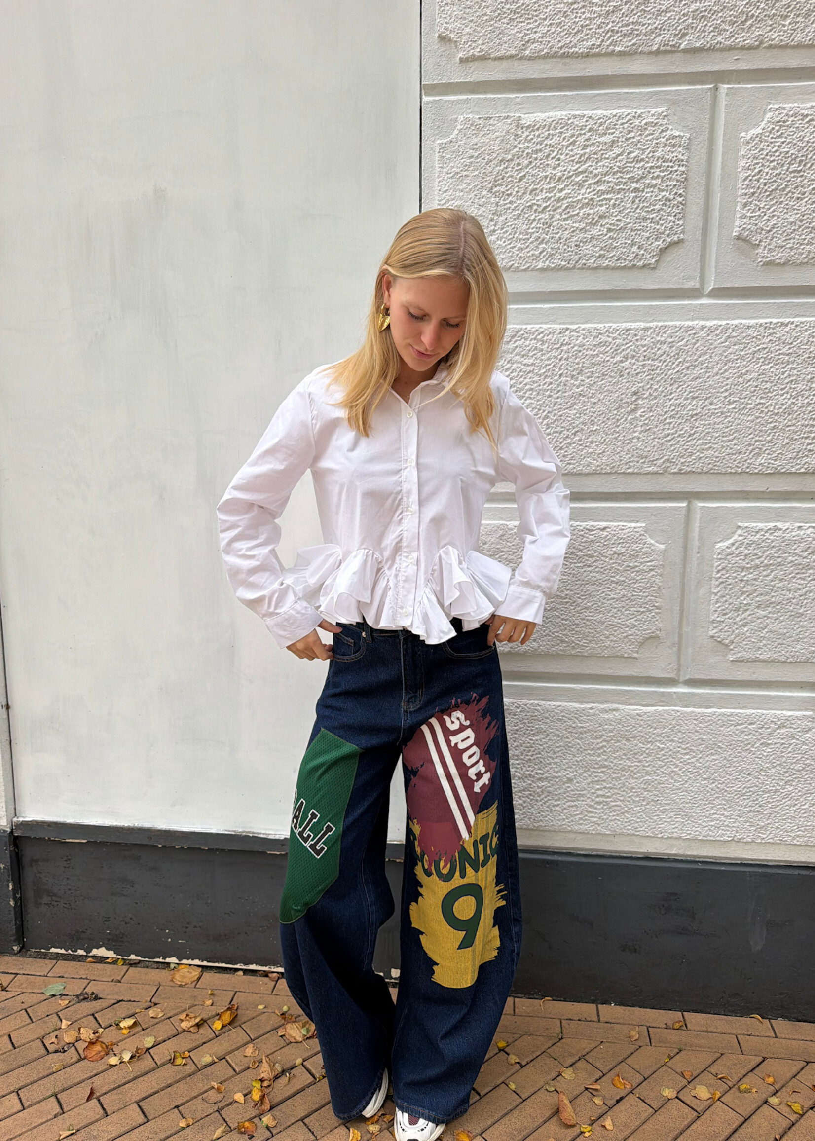 Flo Boutique Balloon Jeans Basketball Patches