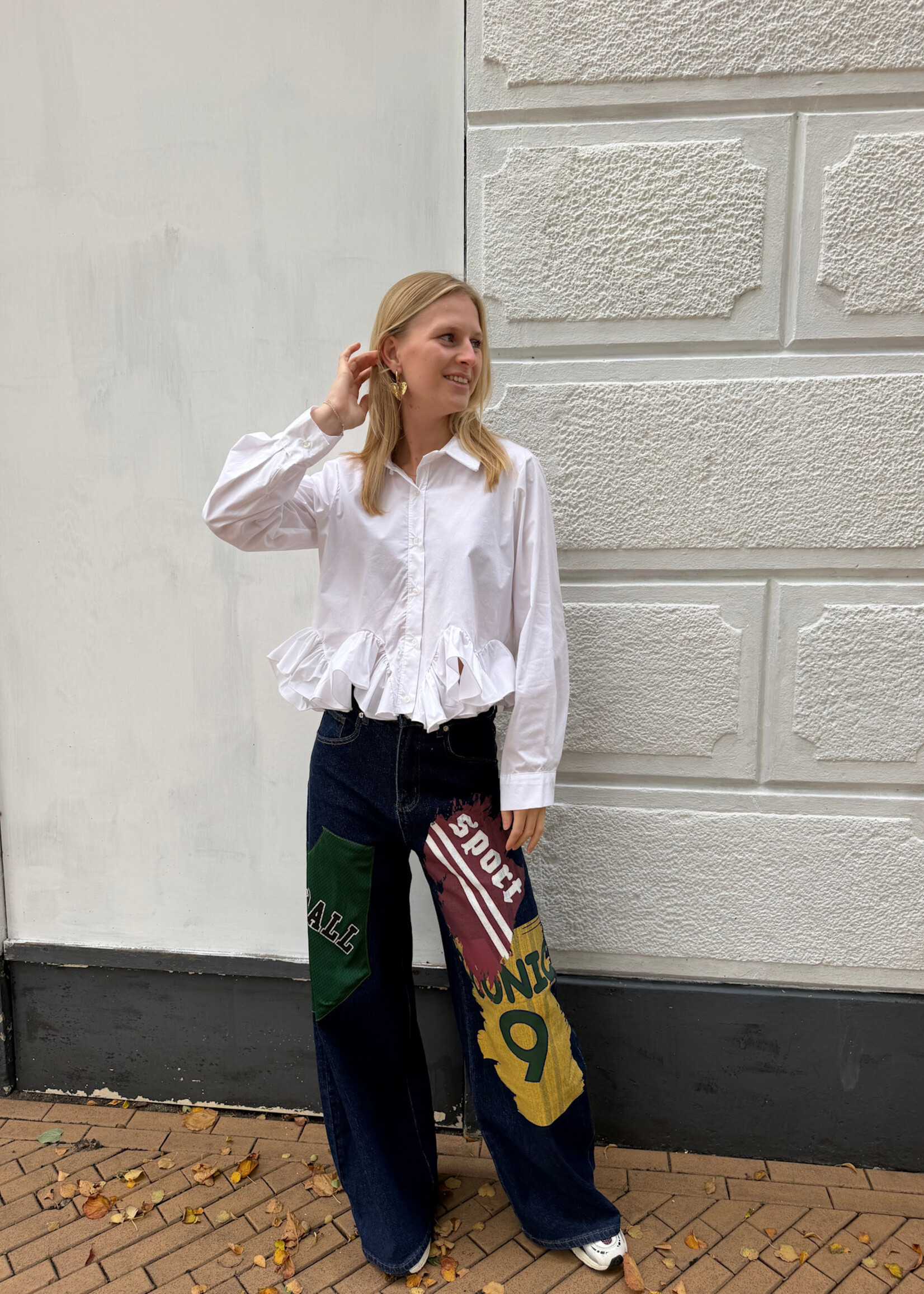 Flo Boutique Balloon Jeans Basketball Patches