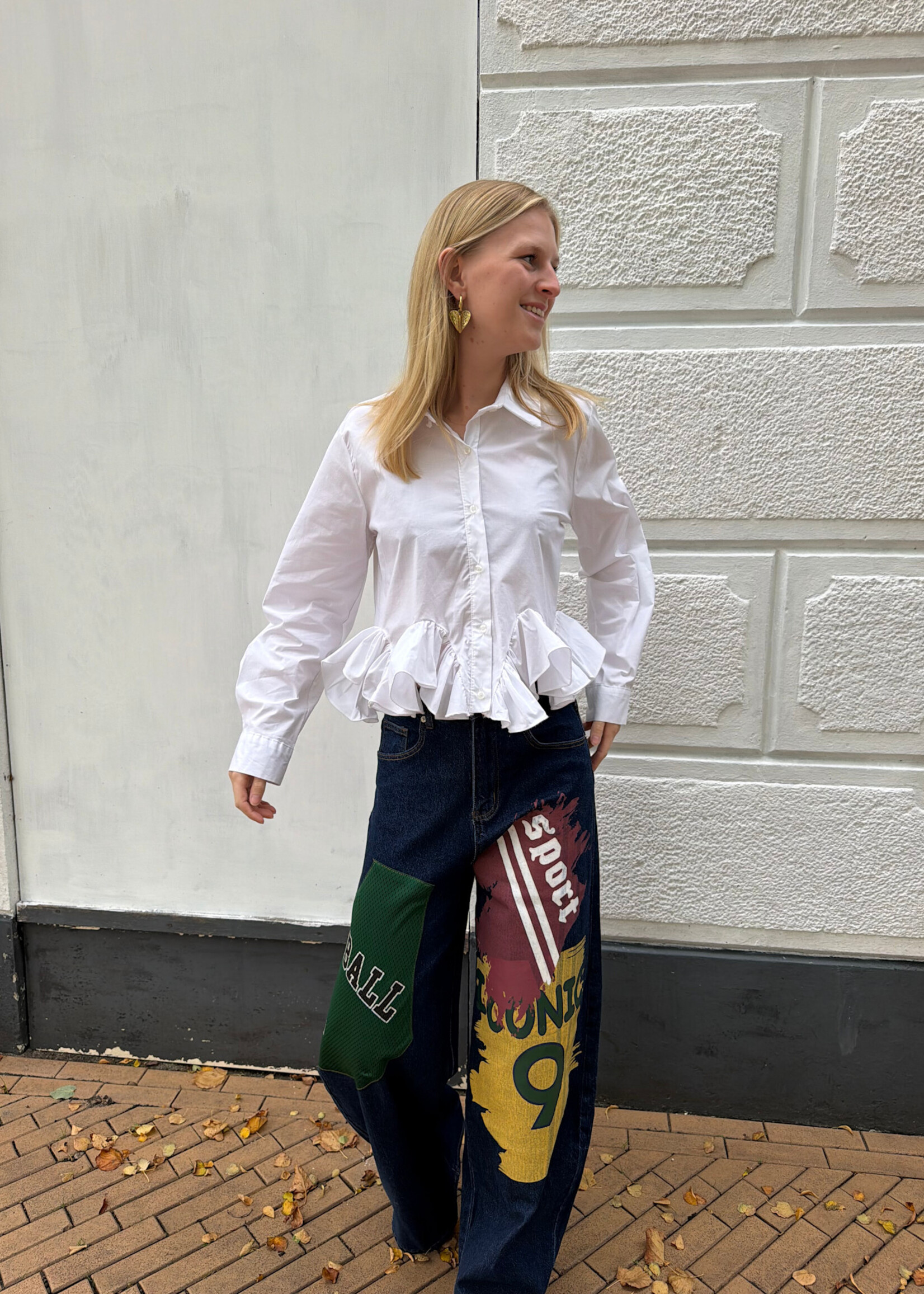 Flo Boutique Balloon Jeans Basketball Patches