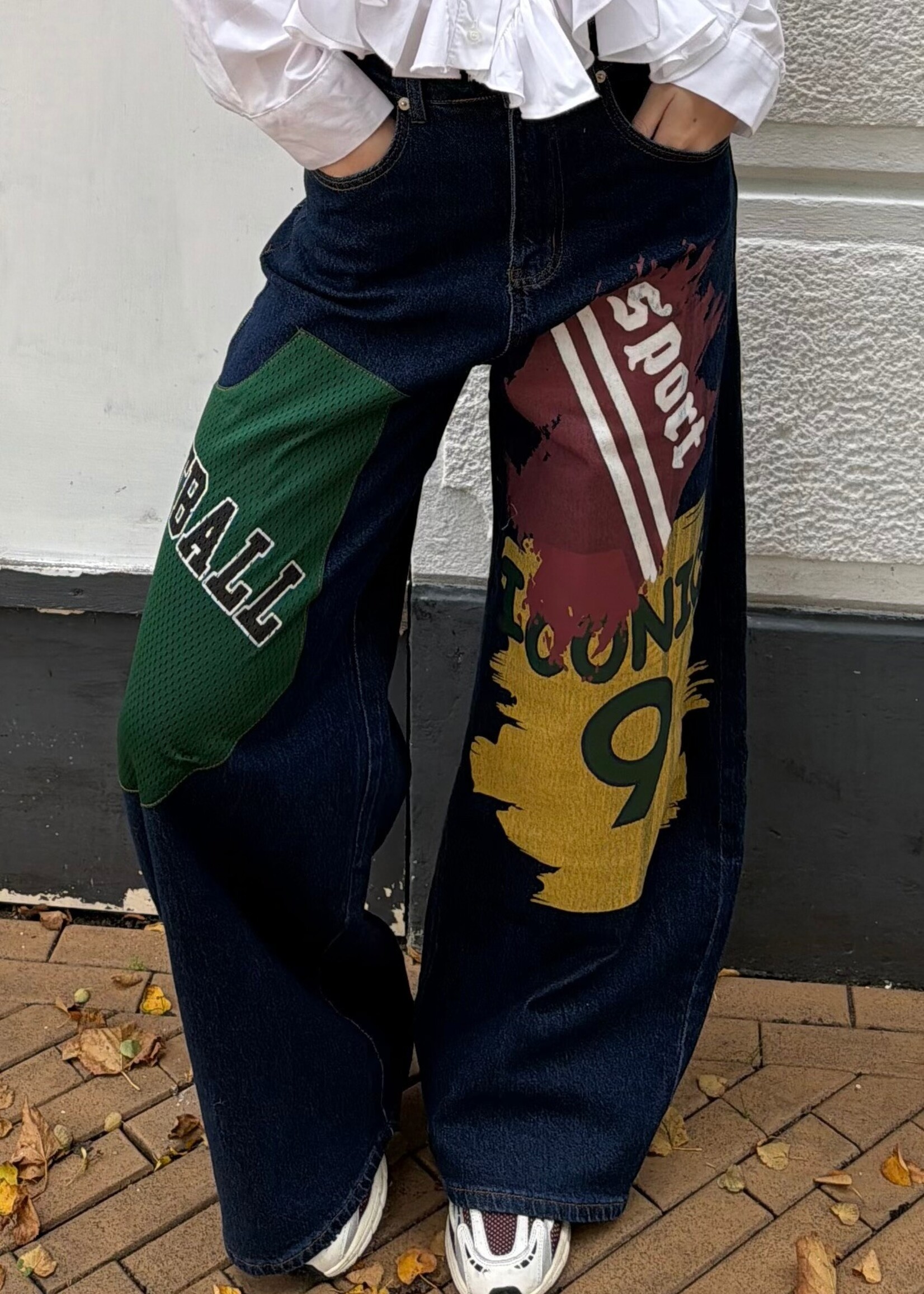 Flo Boutique Balloon Jeans Basketball Patches