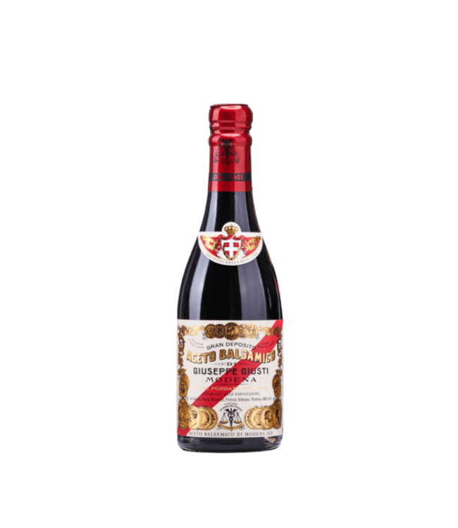 Giuseppe Giusti Aceto Balsamico Banda Rossa di Modena I.G.P.  20 jaar gerijpt, 5 munten / medailles, Champagnotta