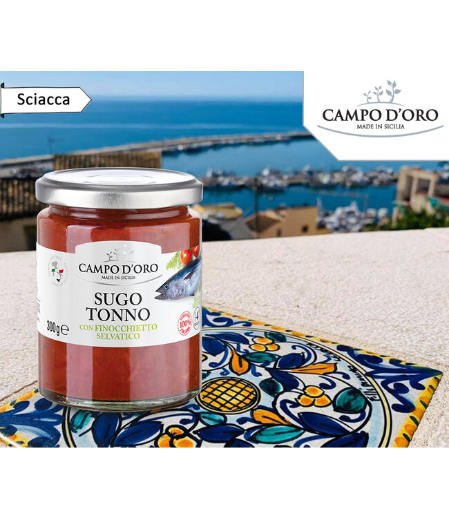 Campo d'oro Tomatensaus met tonijn en venkel -Sugo Tonno- uit Sicilie