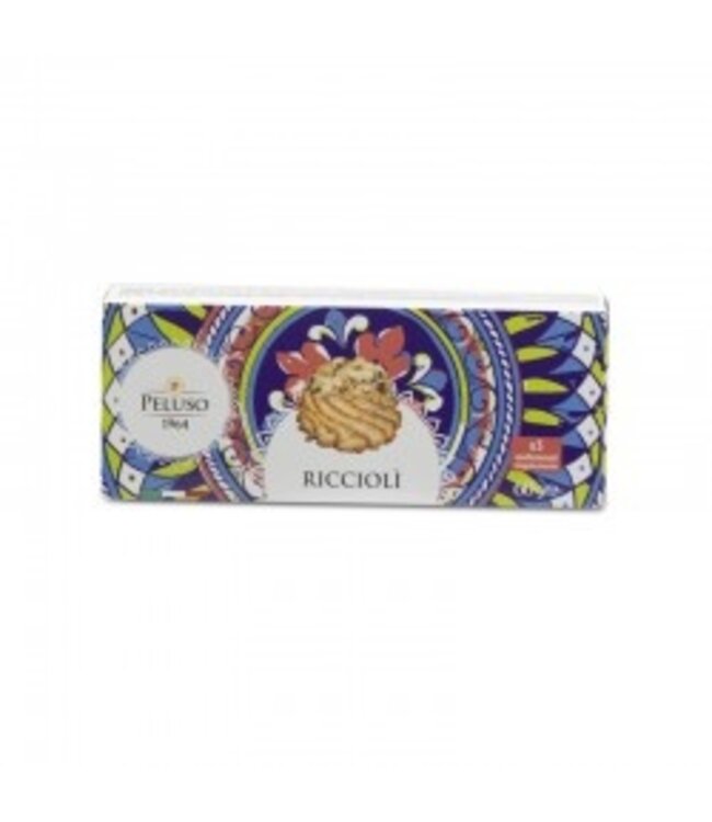 Peluso Amandel Koekjes uit Sicilië, met gekonfijt fruit, RICCIOLI' ASTUCCIO