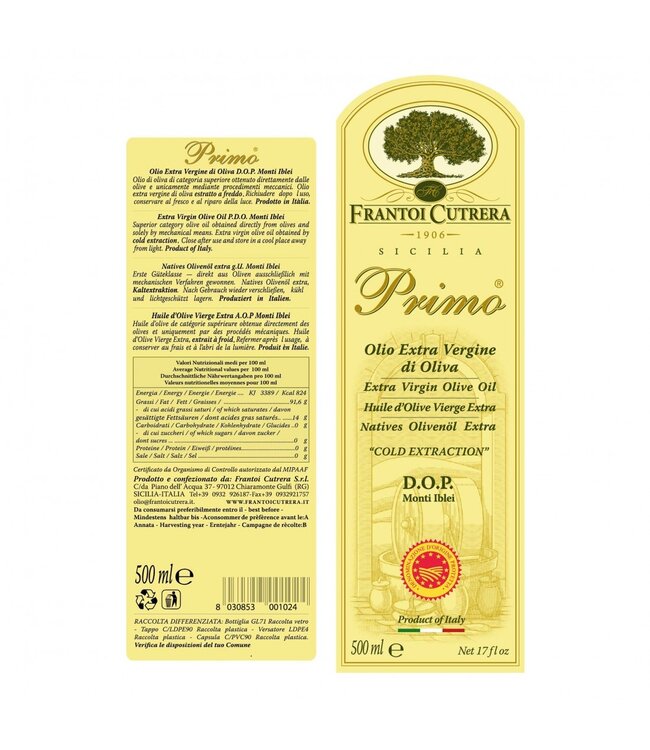 Frantoi Cutrera Extra vergine olijfolie uit Sicilië, PRIMO D.O.P.  Monocultivar Tonda Iblea