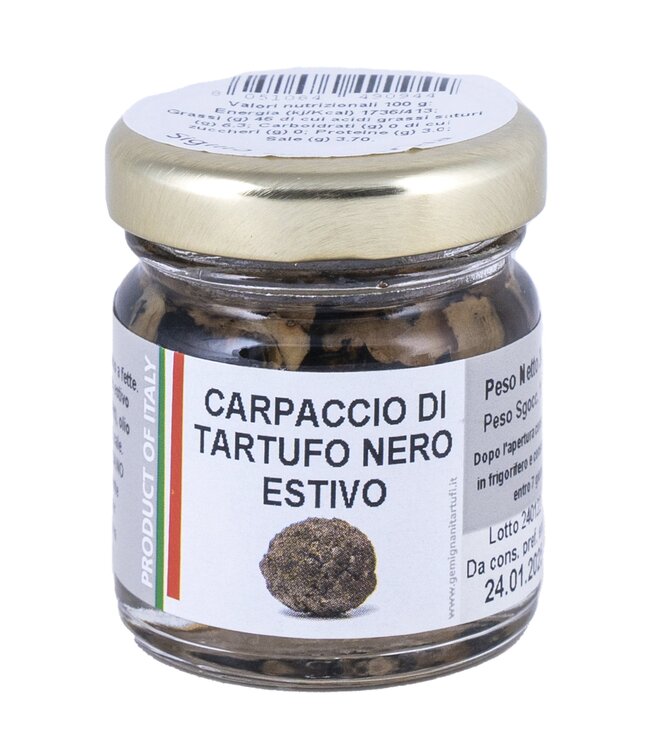 Gemignani Truffelschijfjes van zwarte zomertruffel- Carpaccio di Tartufo Nero