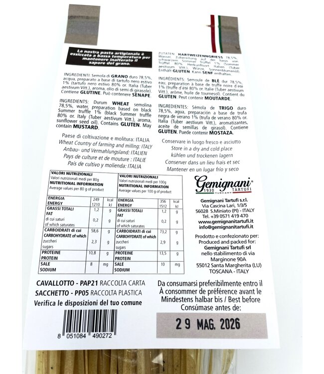 Gemignani Linguine pasta met zwarte truffel, Pasta Artigianale - Linguine con Tartufo