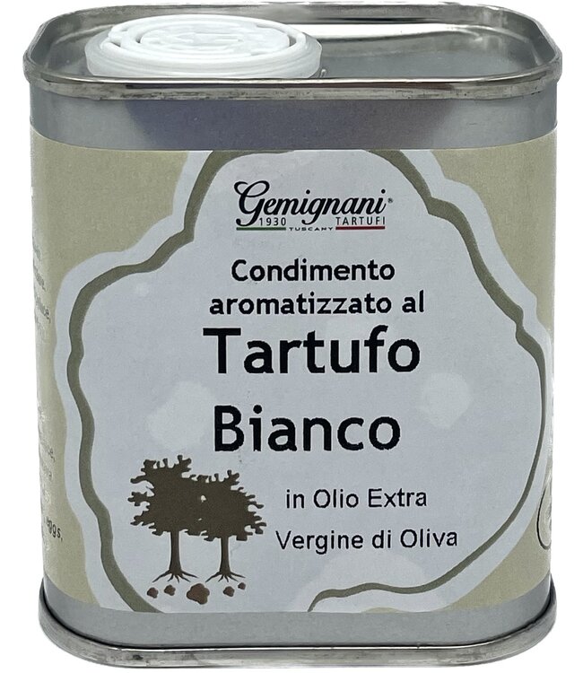 Gemignani Extra vierge  olijfolie met witte truffel  in blik - Extra vierge olijfolie condimento tartufo bianco