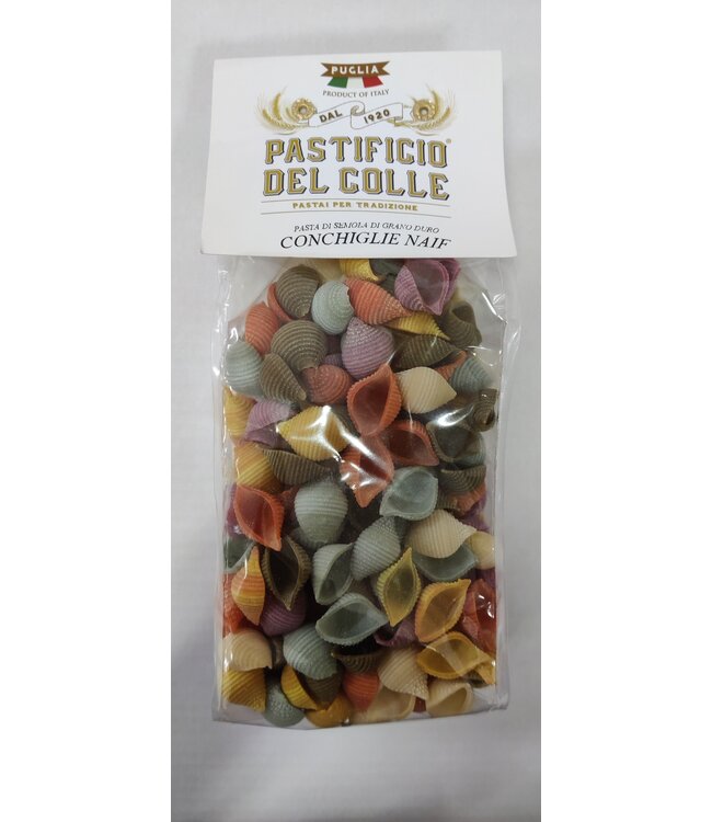 Conchiglie Naif,  gekleurde schelppasta uit Puglia