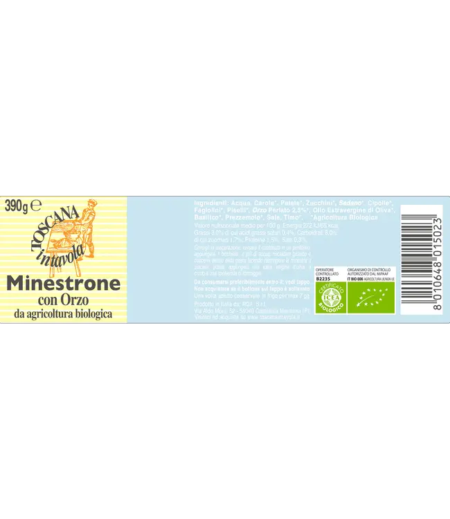 Toscana in Tavola Biologische Minestrone met gerst - Minestrone con Orzo Bio