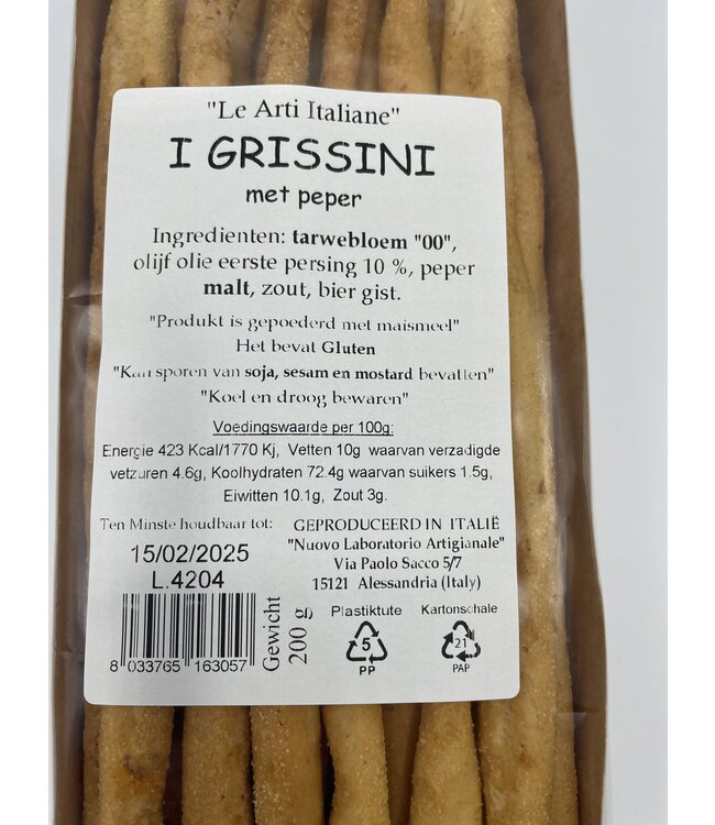I Quotidiani Grissini met rode peper- Grissini al Peperoncino