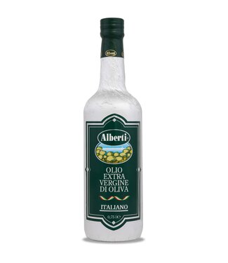 Alberti 100% Italiaanse Extra Vierge olijfolie in fles met "zilveren folie wrap"