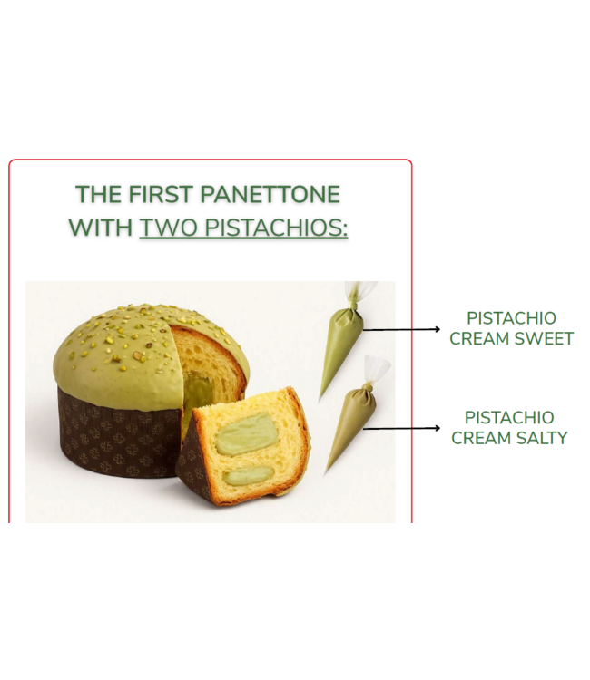 Peluso Panettone met twee soorten pistache creme 1000 gram in een mooie geschenkverpakking