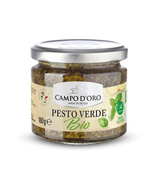 Campo d'oro Groene pesto met basilicum en amandelen Biologisch - pesto vegano biologica