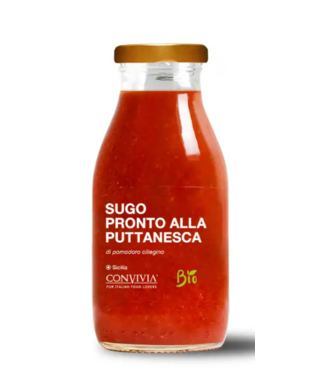 Convivia Tomatensaus met olijven en kappertjes - Sugo pronto di pomodoro ciliegino alla Puttanesca