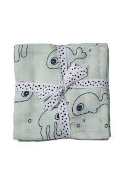 Swaddle 2-pack, Sea friends, Blue