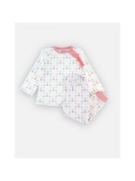 Noukies Fluwelen 2-delige pyjama, ecru en roos