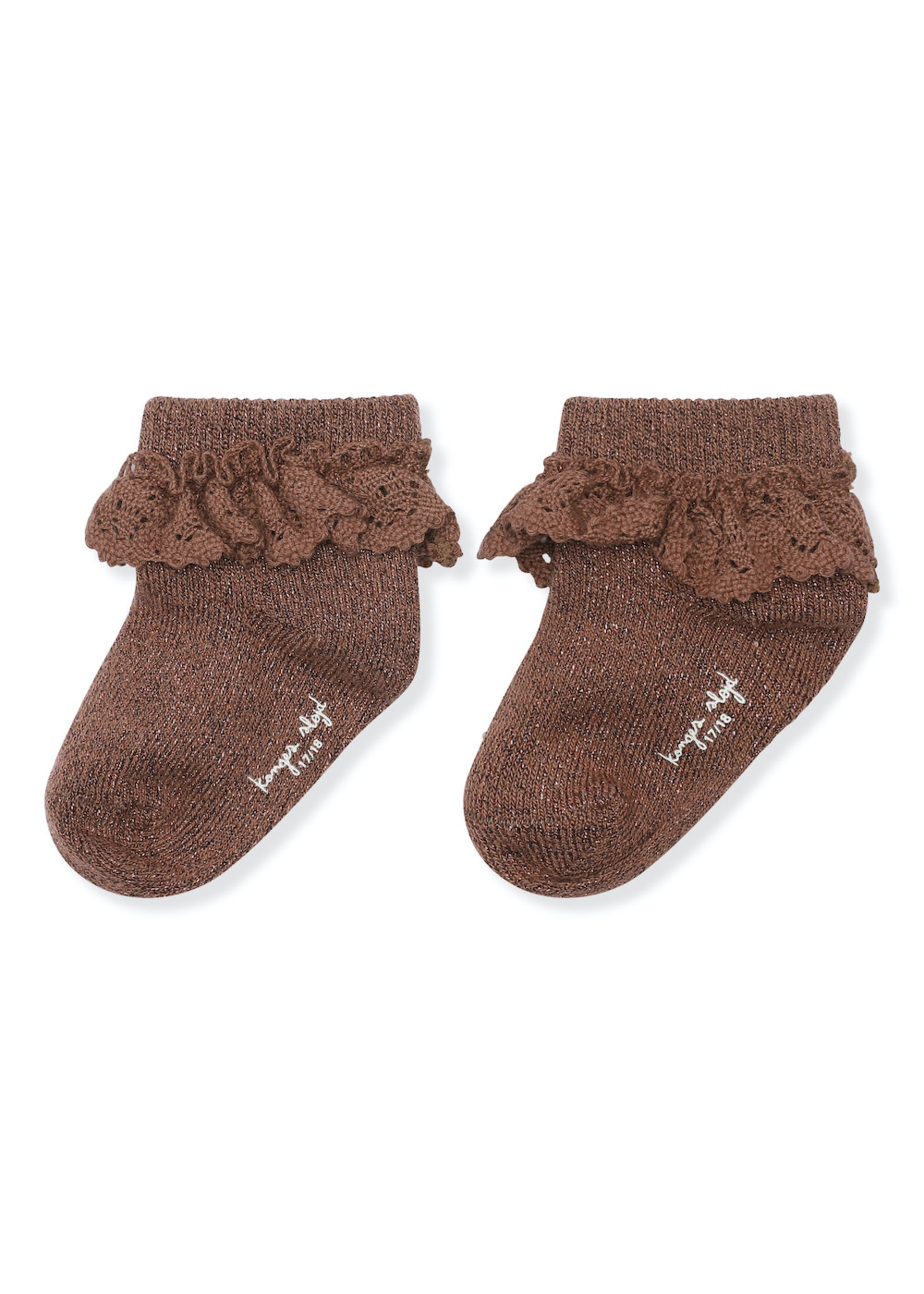 Konges Slojd Lace socks lurex - Mocca - maat 17/18