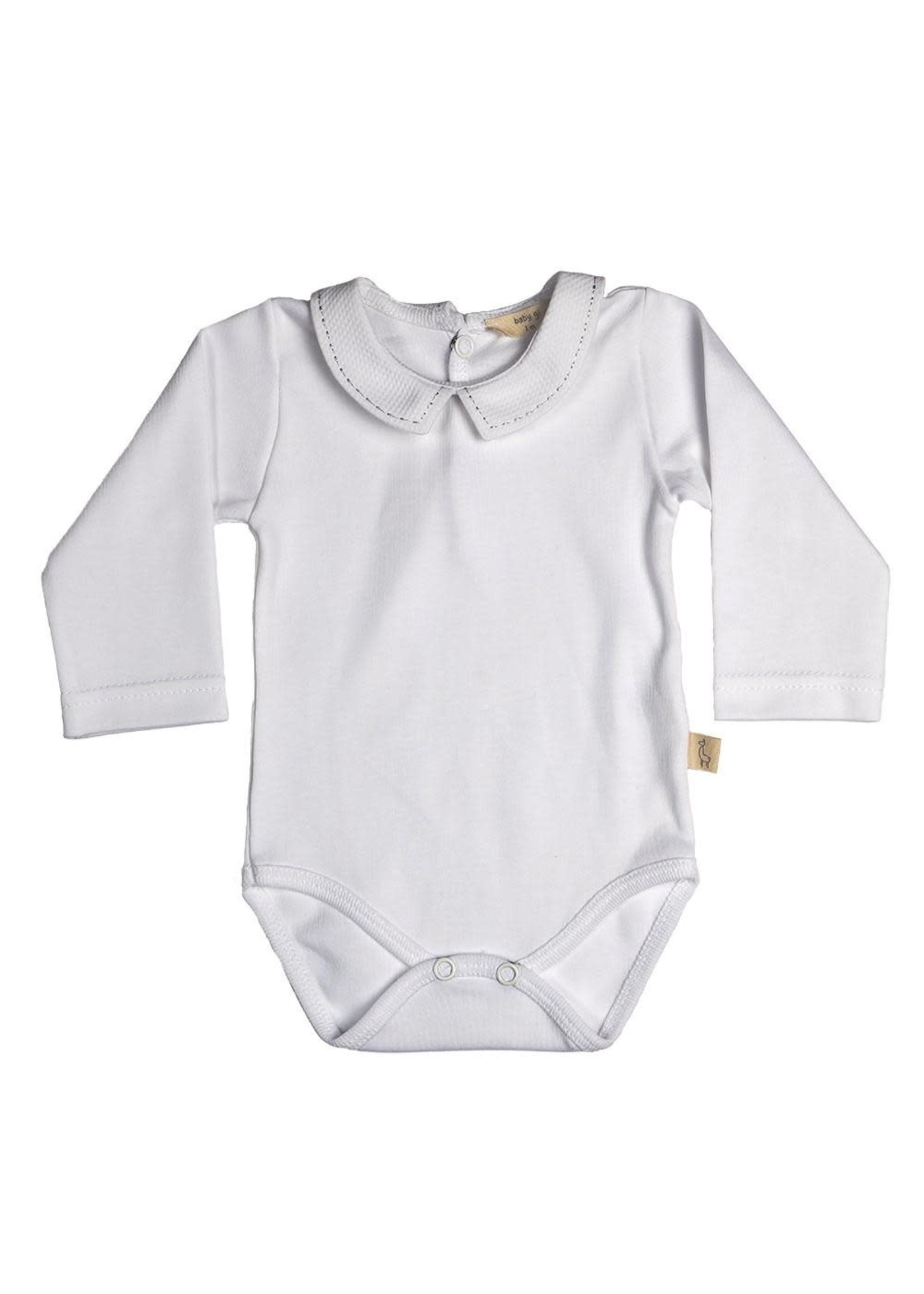 Baby Gi Romper With Pique Collar - Stitches Grey