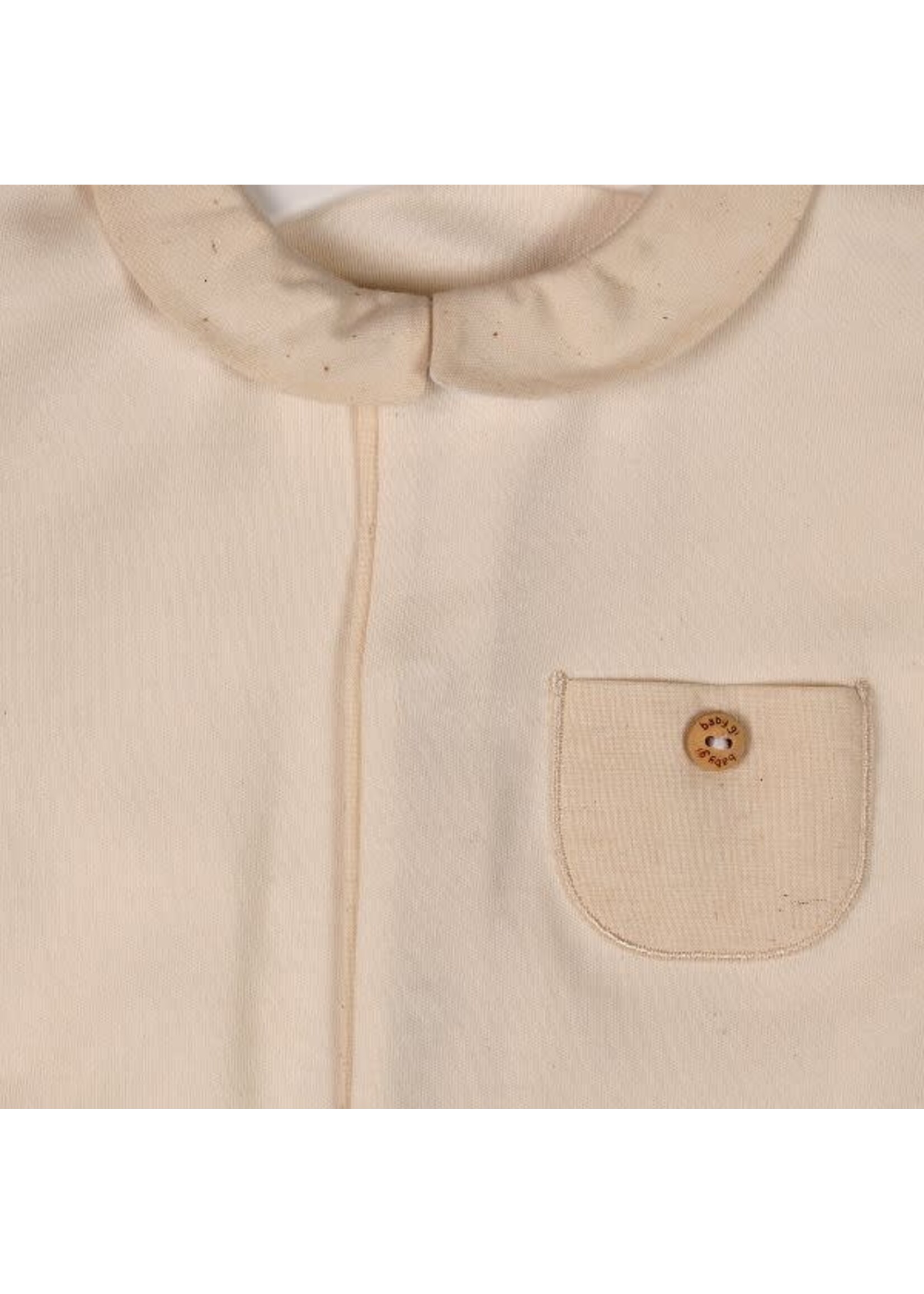 Baby Gi Beige Babygrow With Collar & Pocket Organic Cotton