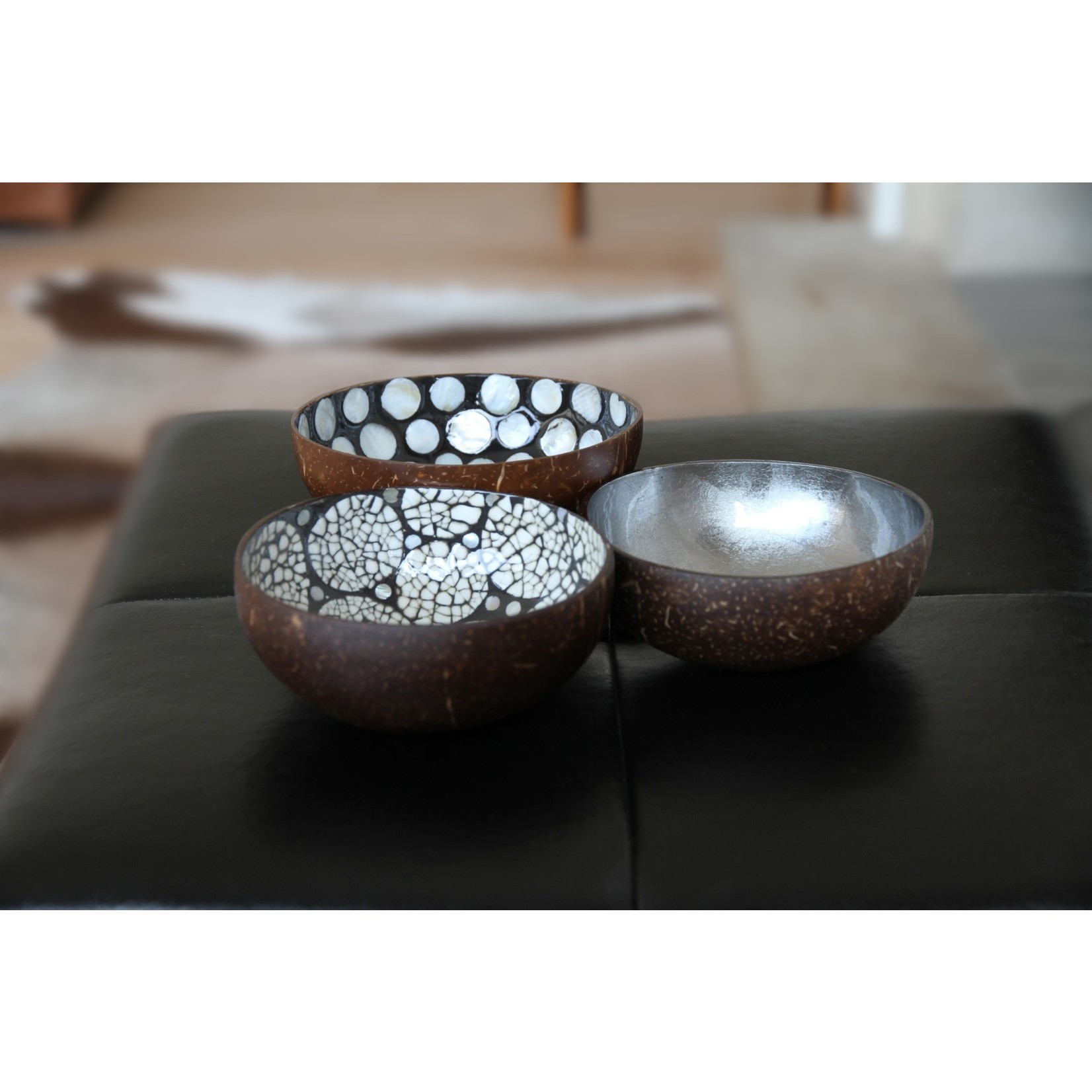 Noya Noya Coconut Bowl Zilver Donker Grijs Metallic Leaf