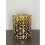 No Label Tea Light Holder Mosaic Brown 10cm