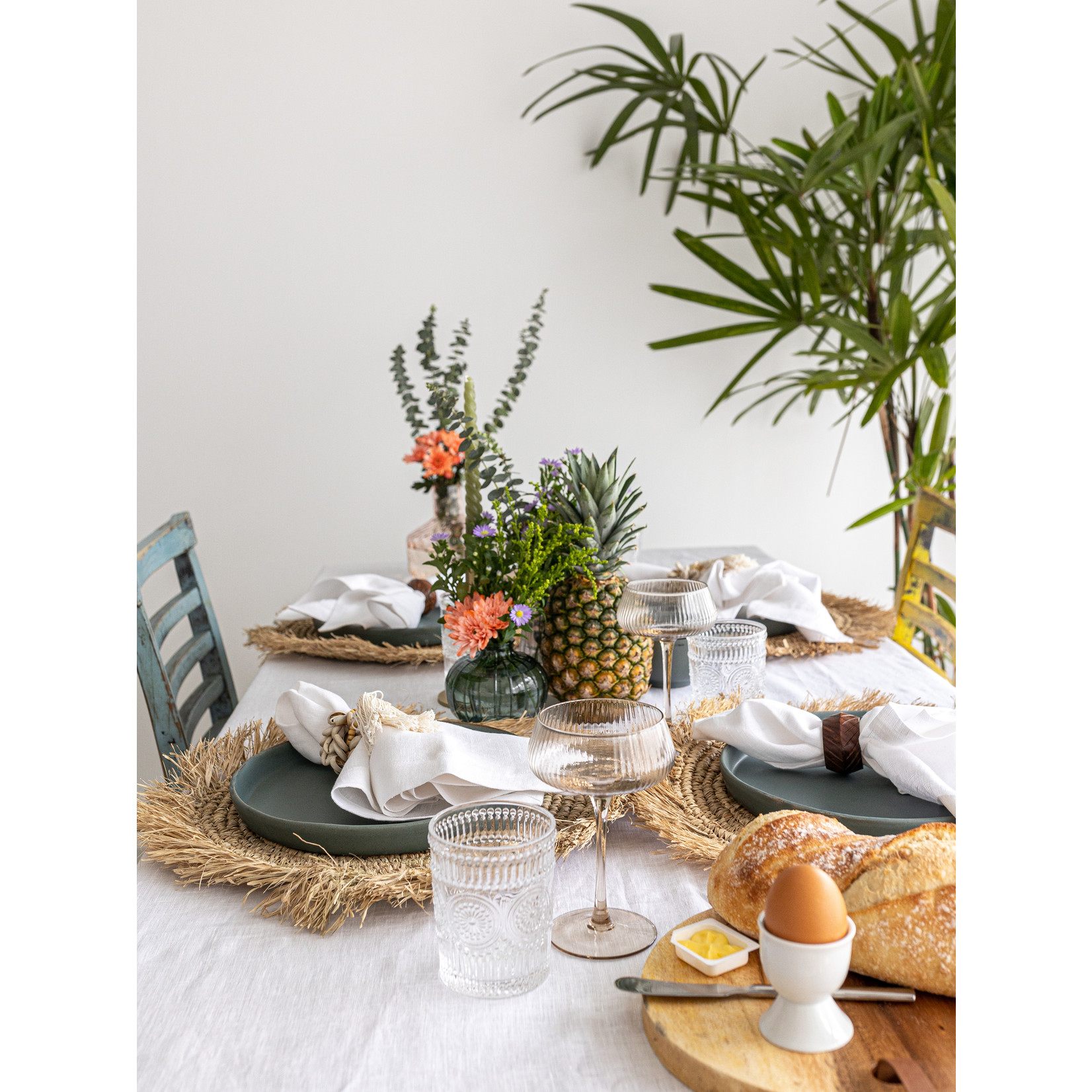 Covered 100% Linen Table Cloth White 250 x 140 cm