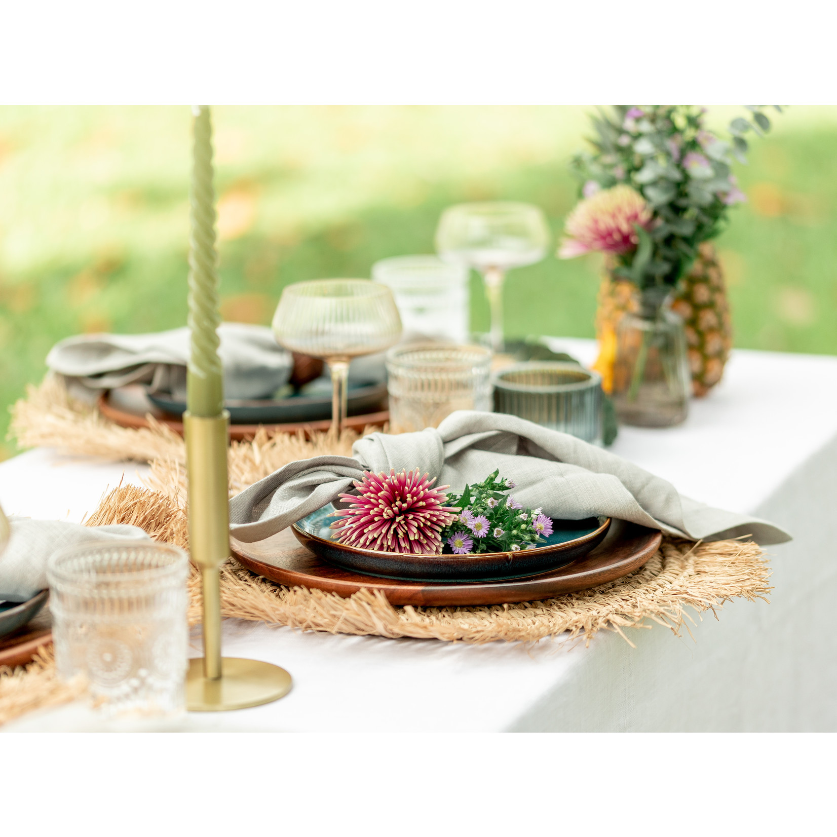 Covered 100% Linen Table Cloth White 250 x 140 cm