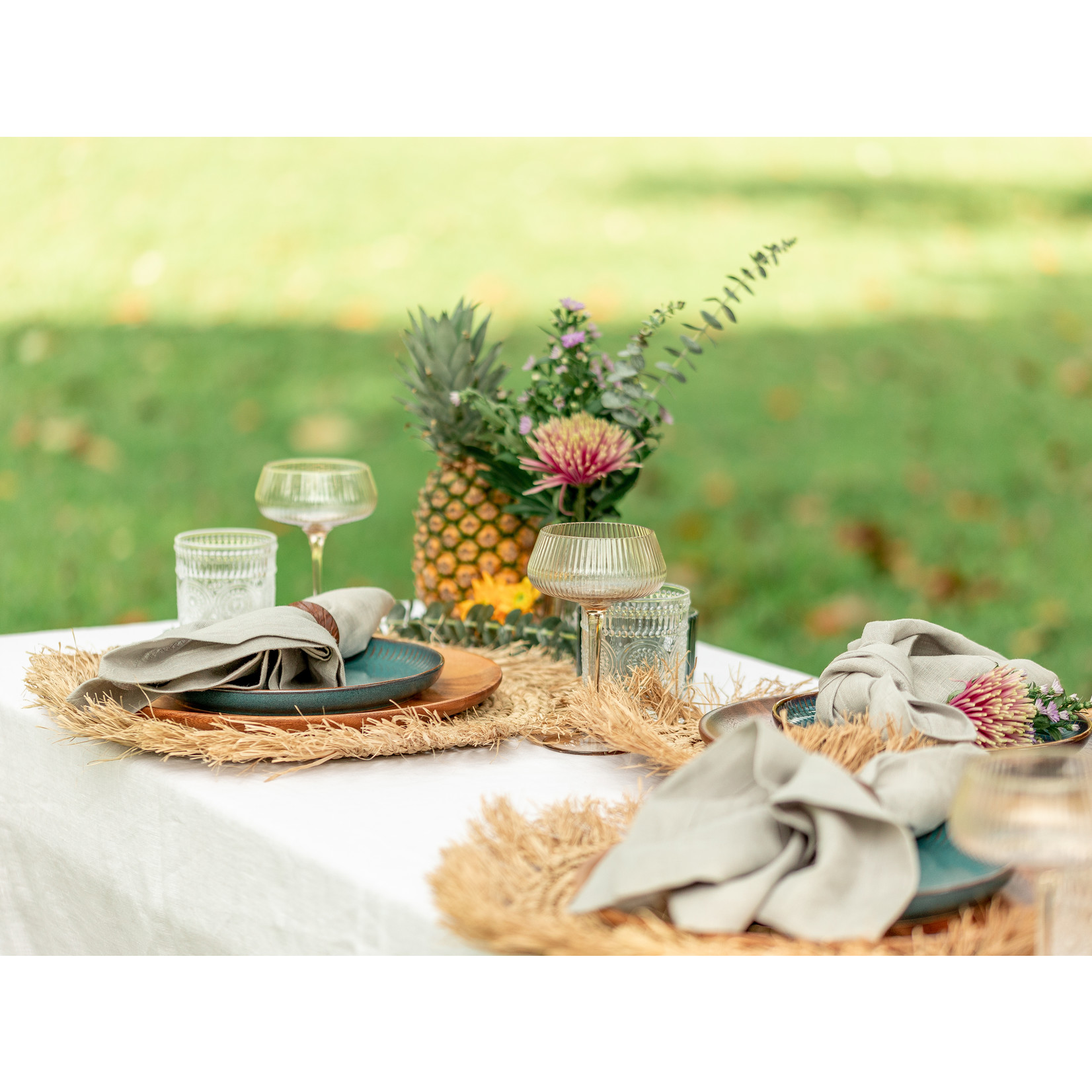 Covered 100% Linen Table Cloth White 250 x 140 cm