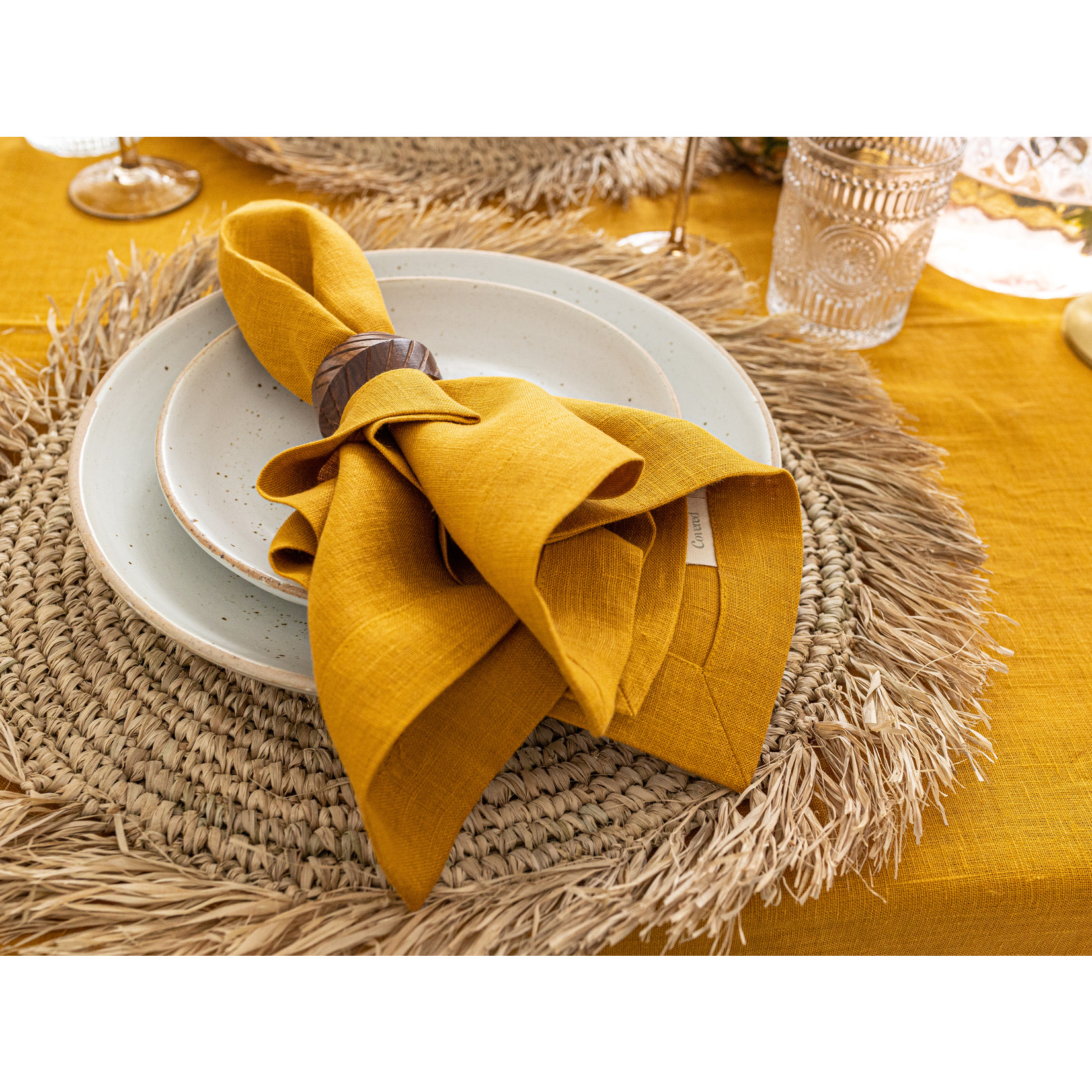 Covered 100% Linen Napkins Mustard (set of 6) 50 x 50 cm