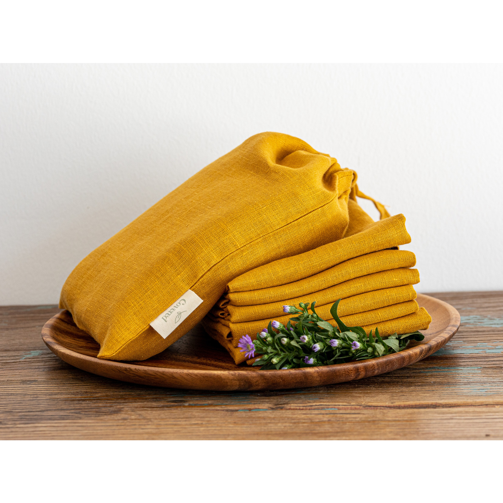 Covered 100% Linen Napkins Mustard (set of 6) 50 x 50 cm