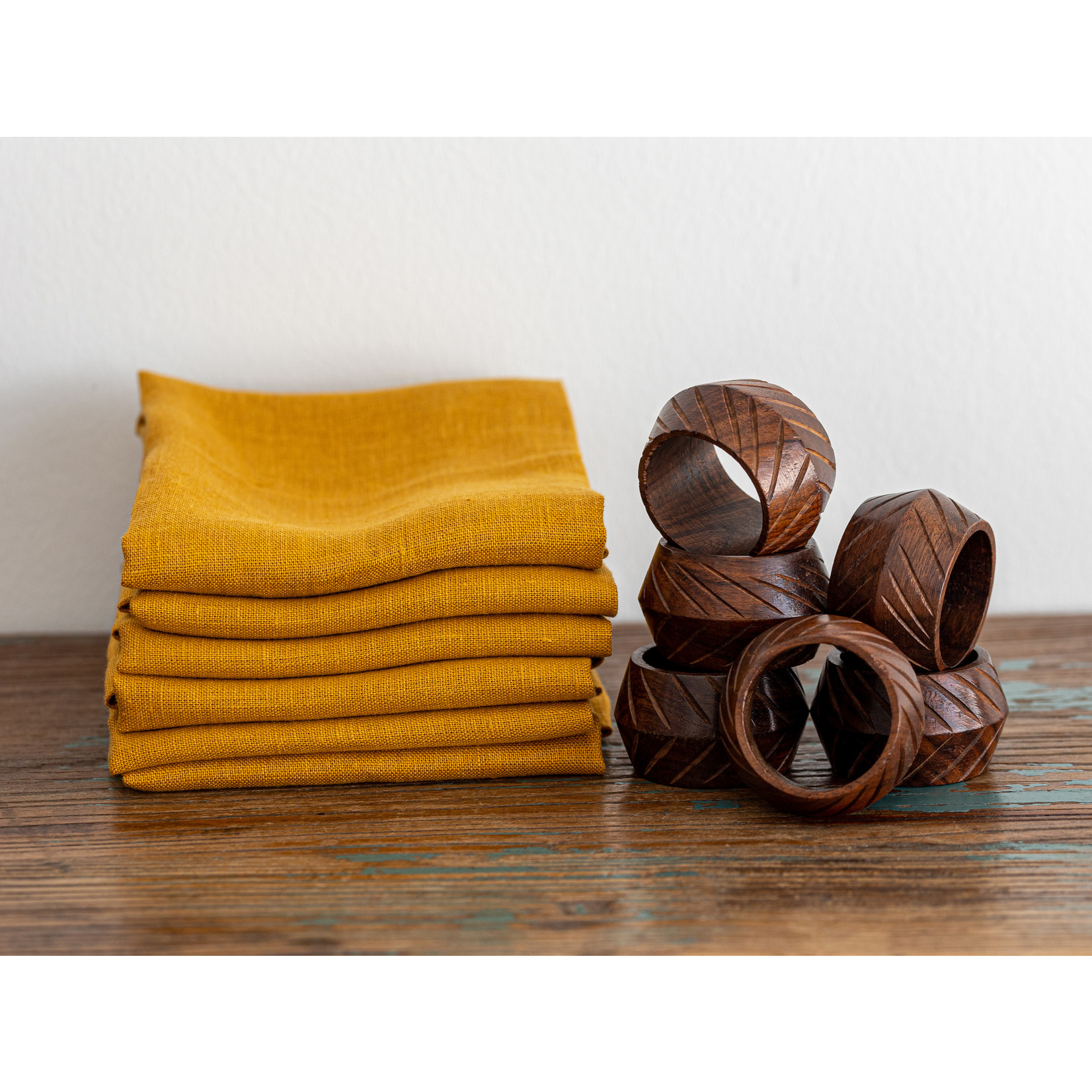 Covered 100% Linen Napkins Mustard (set of 6) 50 x 50 cm