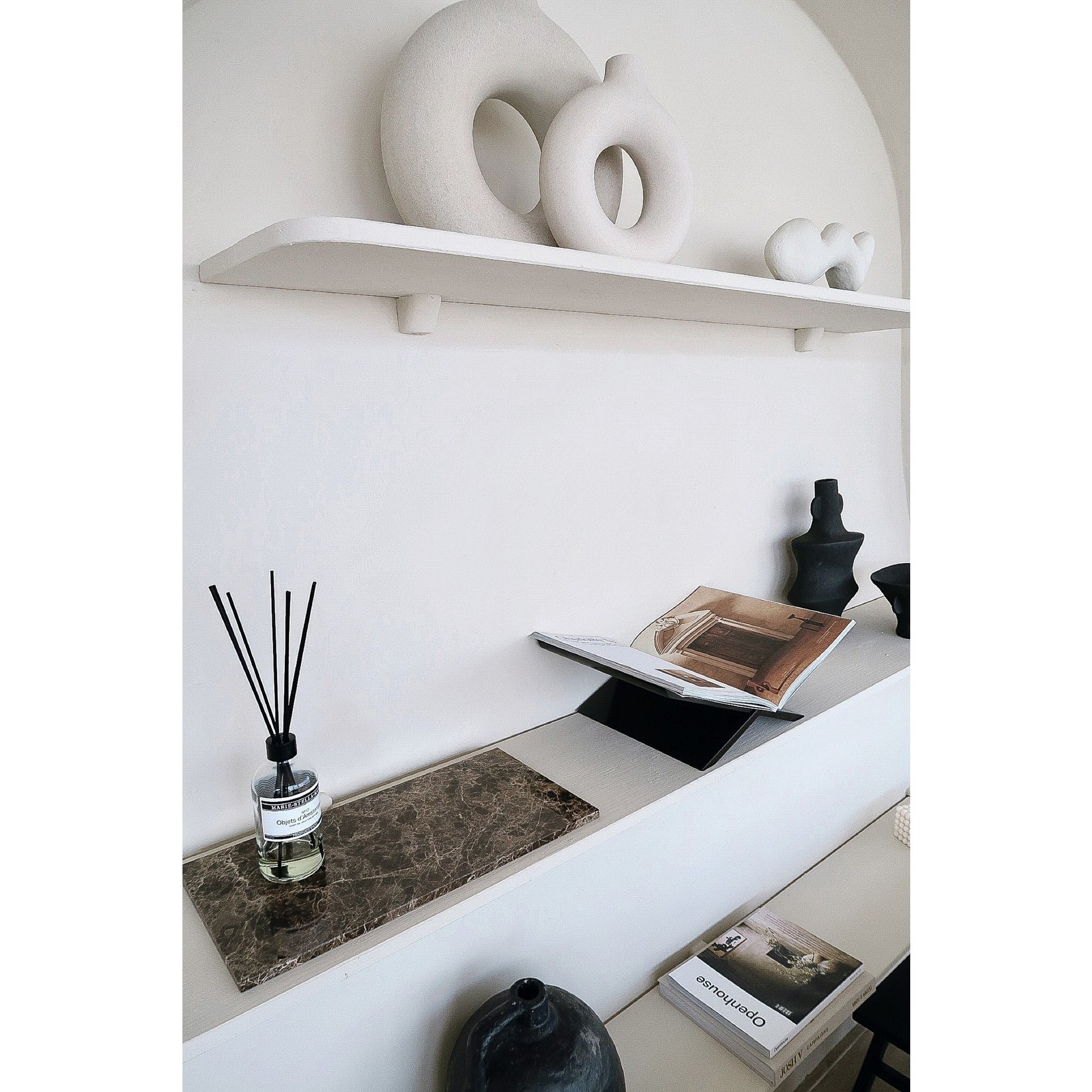 Mooisa Mooisa Dark Emperador Marble Tray Brown L 40 x 20 cm