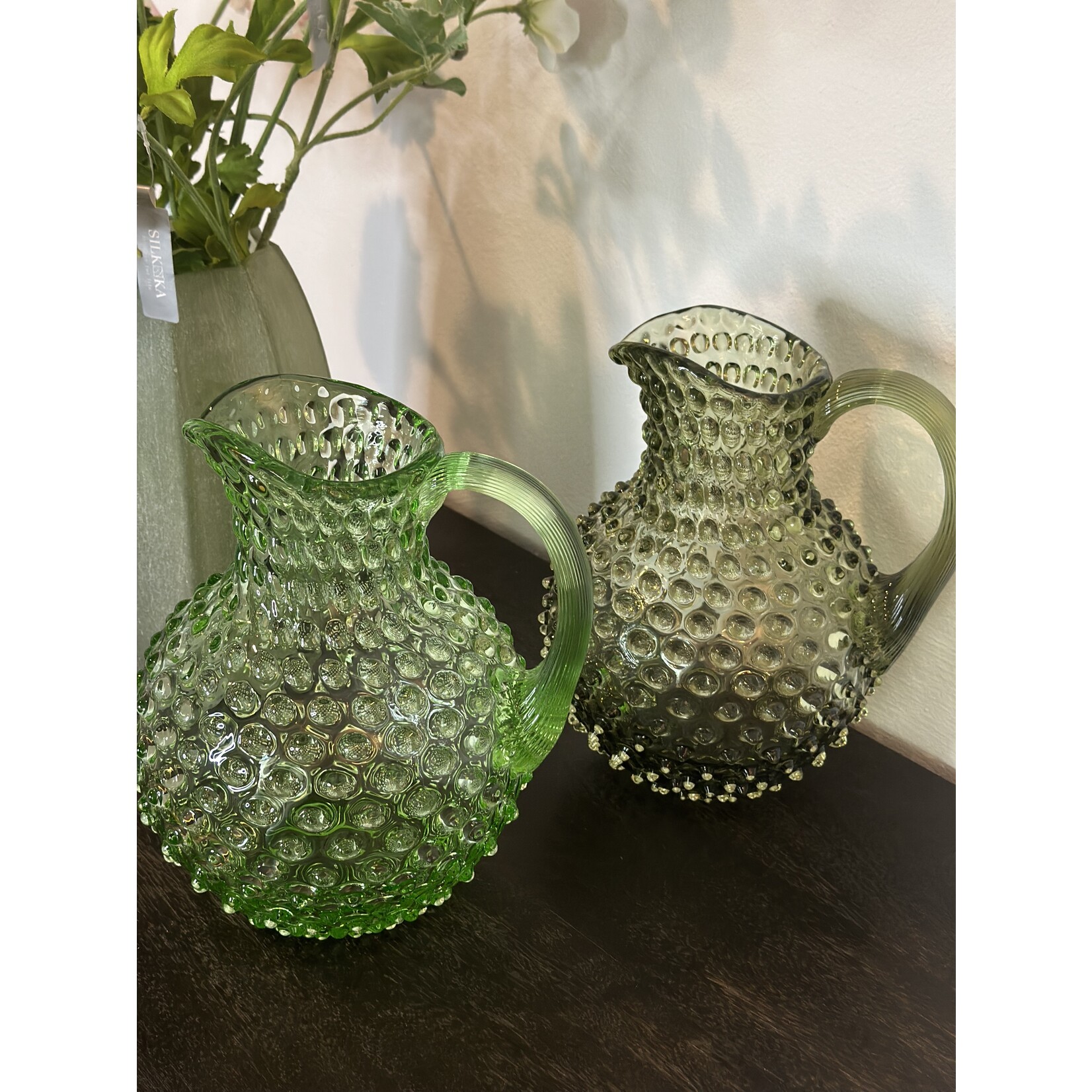 Anna Von Lipa Anna Von Lipa Waterkan Schenkkan Karaf Glas Paris Hobnail 2L Licht Groen