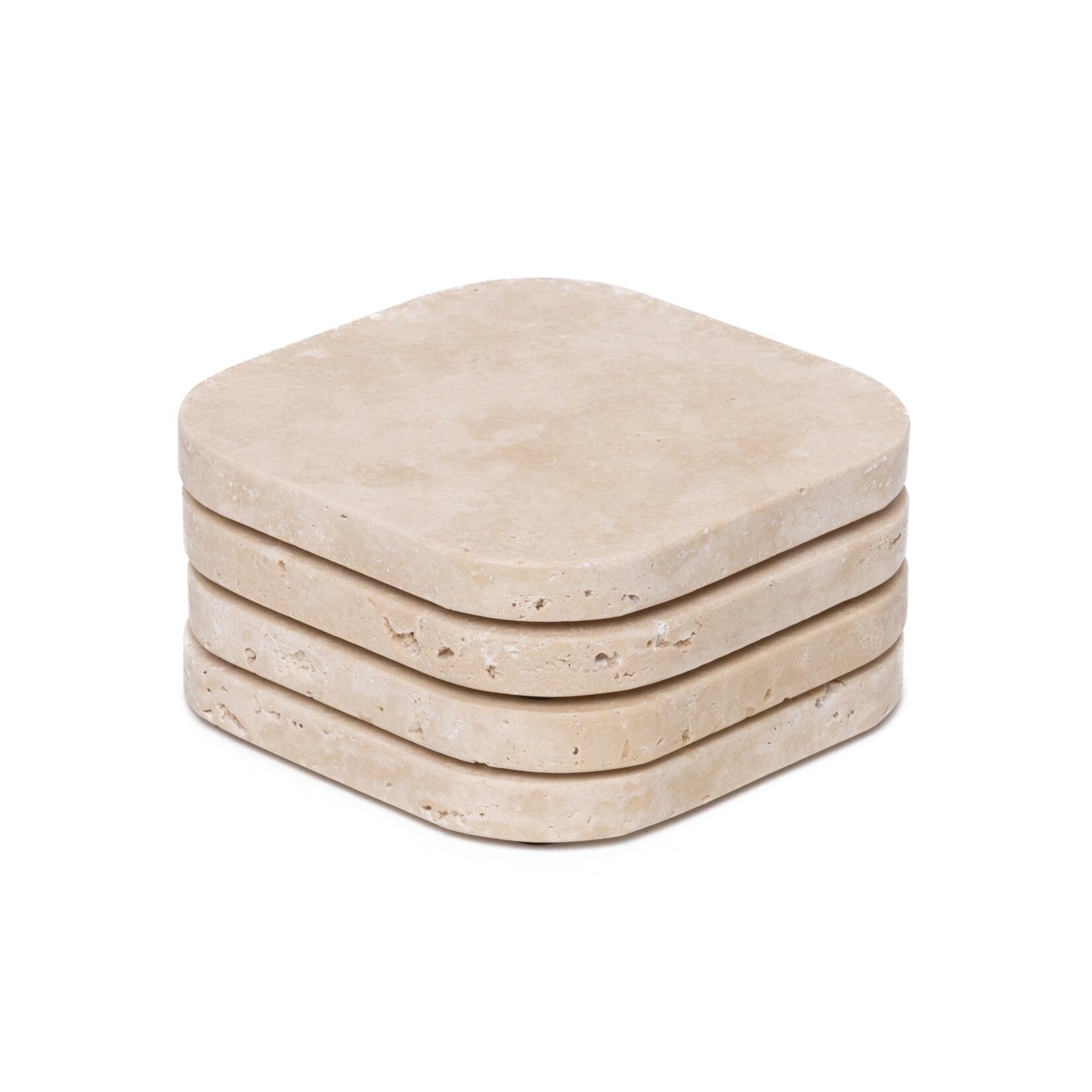 Mooisa Mooisa Onderzetter Organisch Travertine Set 4 Stuks