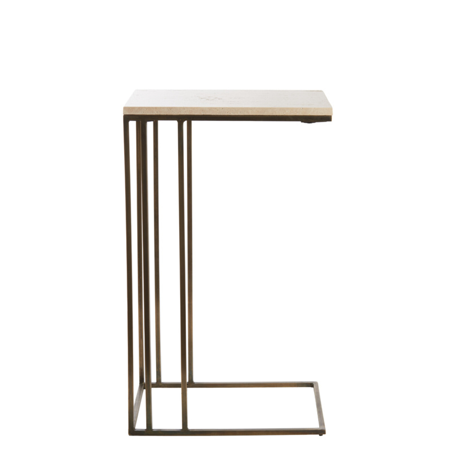 Light & Living Light & Living Salontafel Bijzettafel ROSHAN Travertine Zand & Antiek Brons 41x31x66 cm