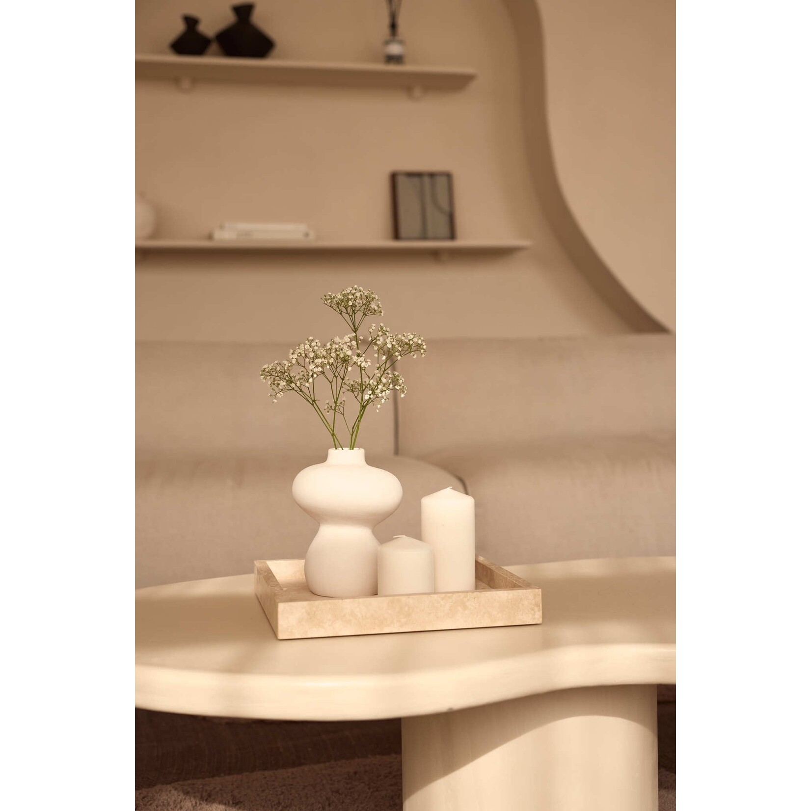 Mooisa Mooisa Square Tray Travertine 30 x 30 cm