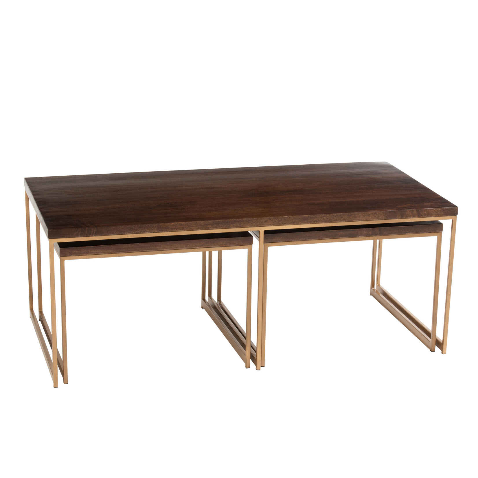 J-Line J-Line Salon Tafel Set Rafi IJzer/Mango Hout Goud/Donkerbruin