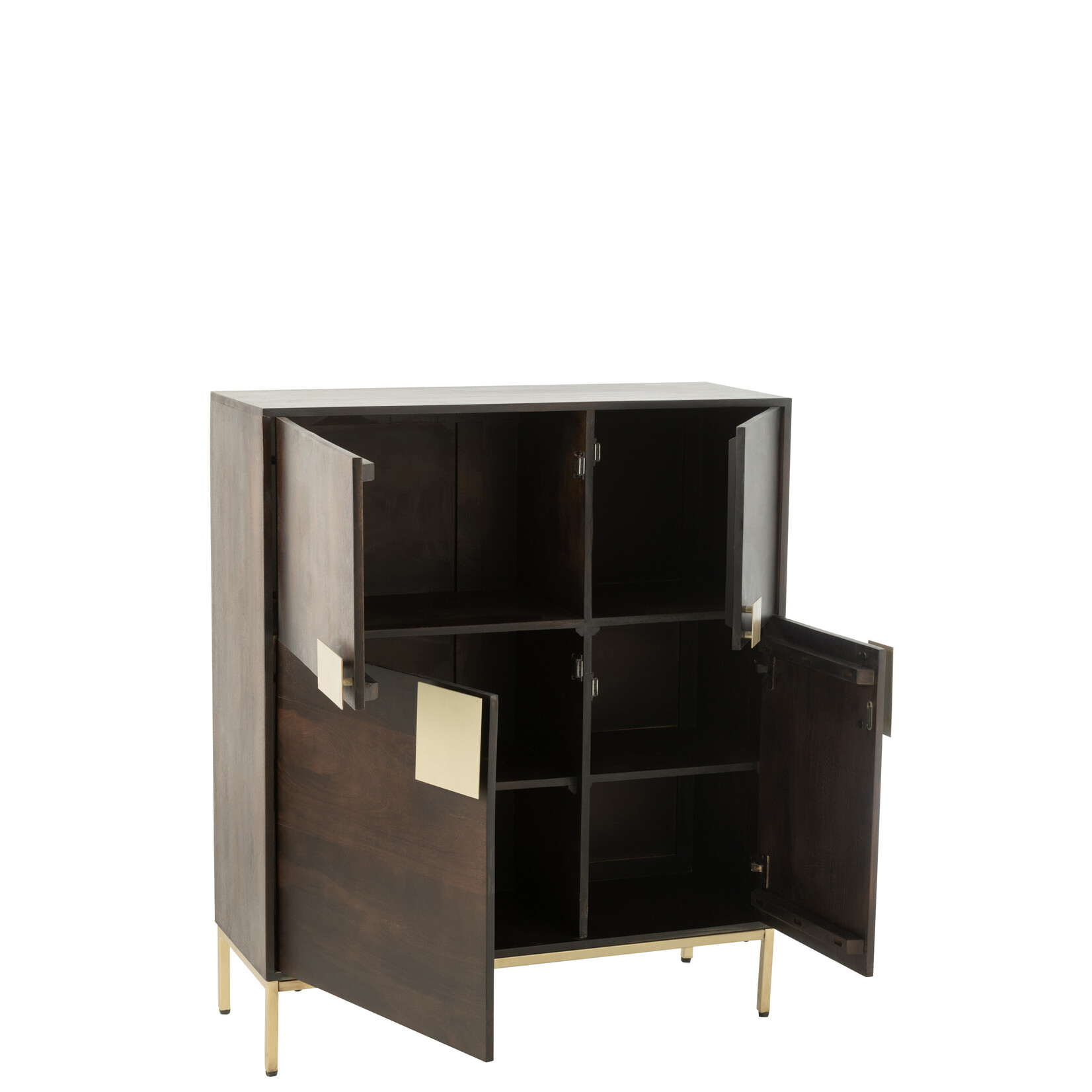 J-Line J-Line Kast 2 Deurs Mangohout/Iron Bruin/Goud