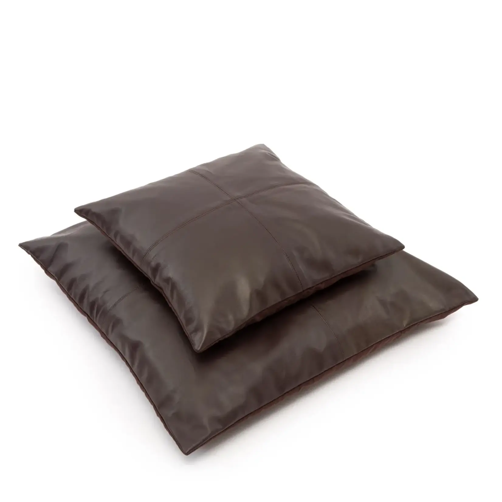 Bazar Bizar Bazar Bizar The Four Panel Leather Cushion Cover - Chocolate Dark Brown - 40x40