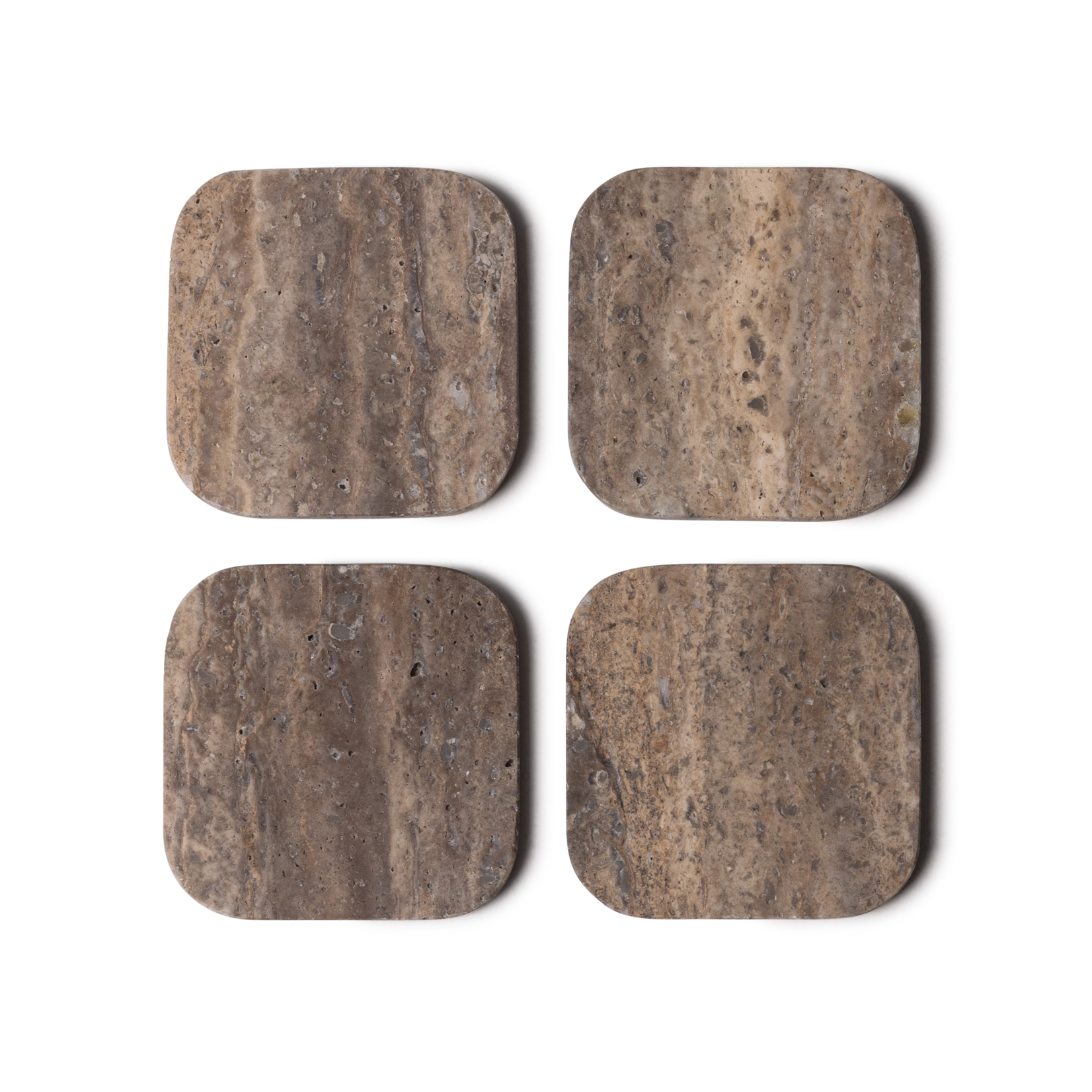 Mooisa Mooisa Coaster Organic Titanium Travertine Set 4 Pieces