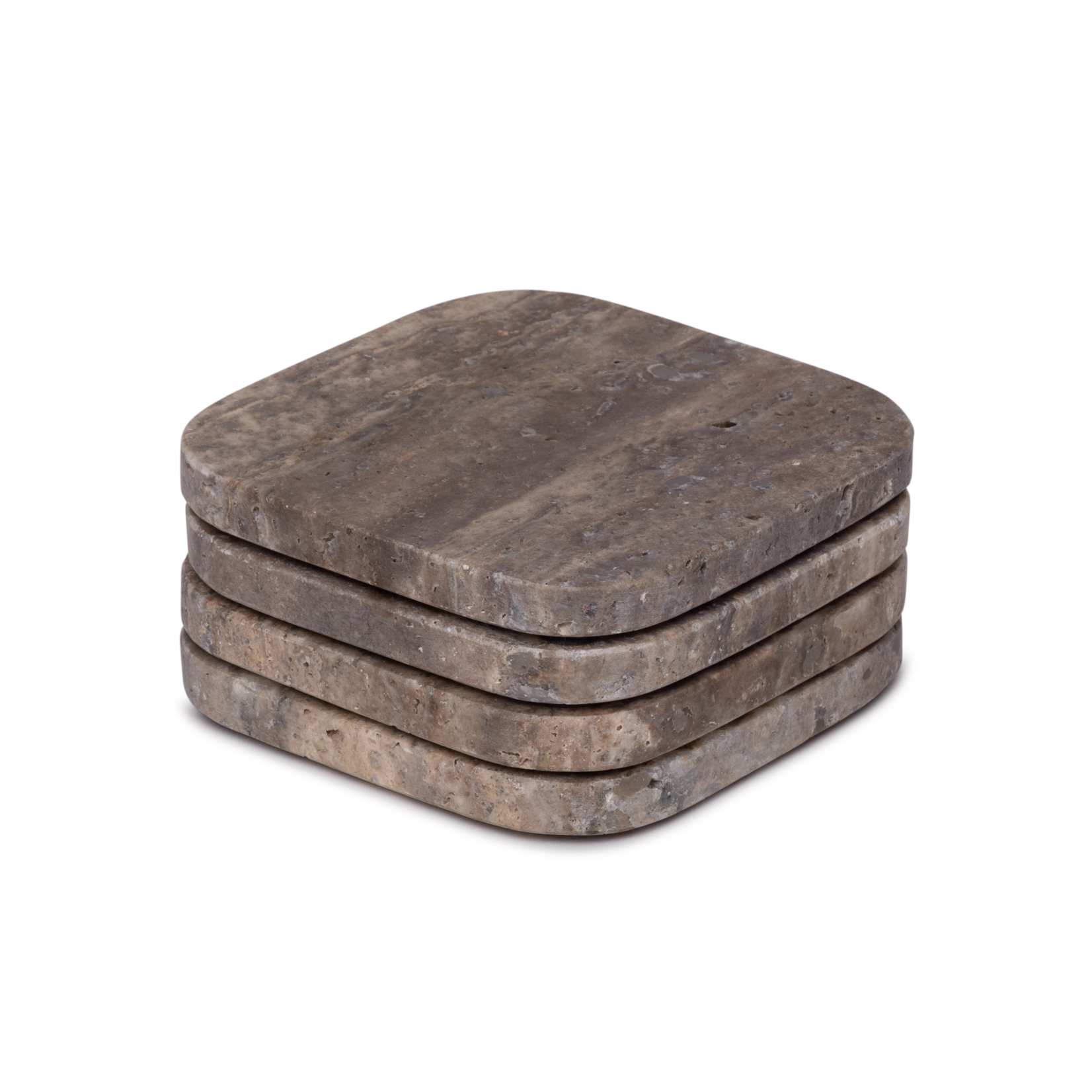 Mooisa Mooisa Coaster Organic Titanium Travertine Set 4 Pieces