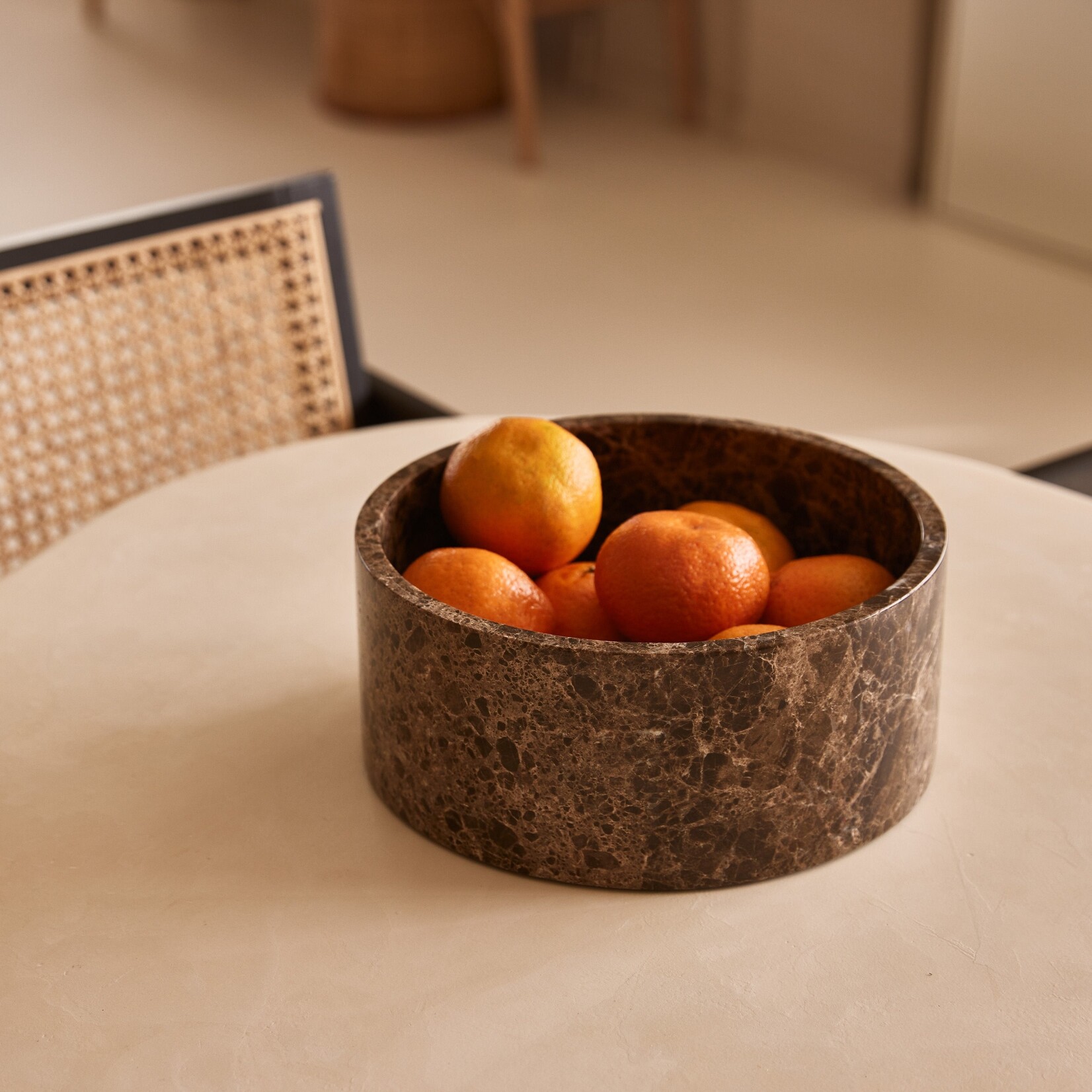 Mooisa Mooisa Fruit Bowl Round Marble Brown Dark Emperador Ø24 cm