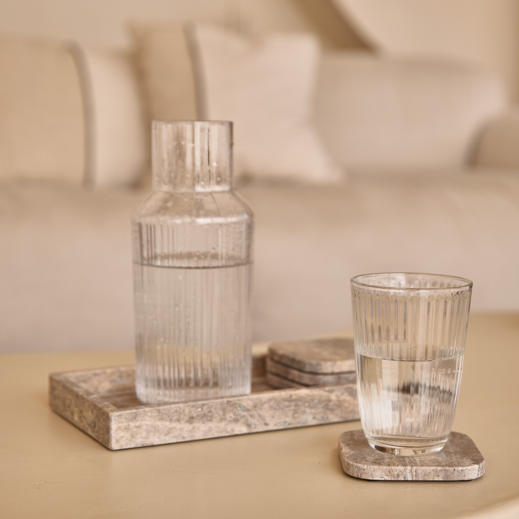Mooisa Mooisa Rectangle Tray Titanium Travertine 15 x 30 cm