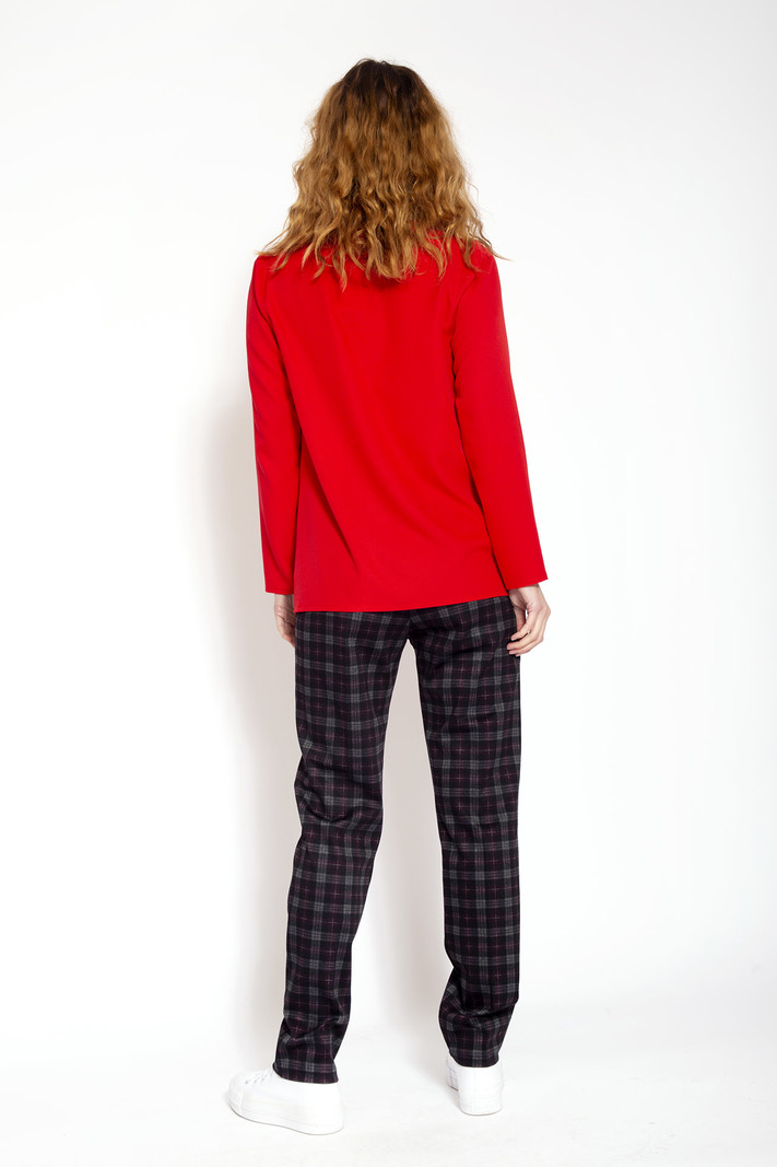 BenBen Sportieve blouse met lange mouwen en V-hals - Rood