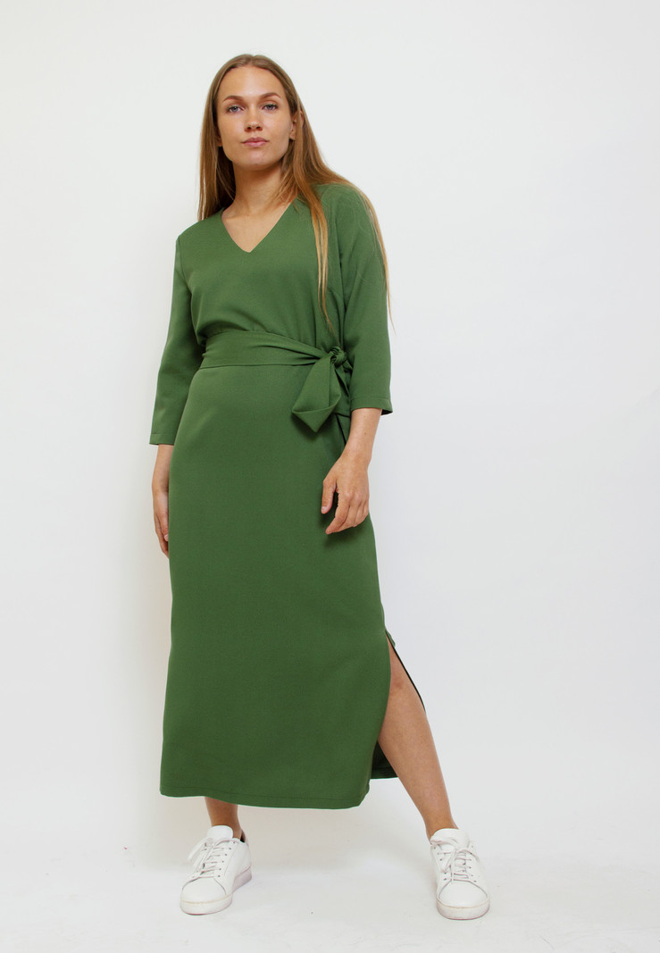 BenBen Midi jurk met v-hals - groen